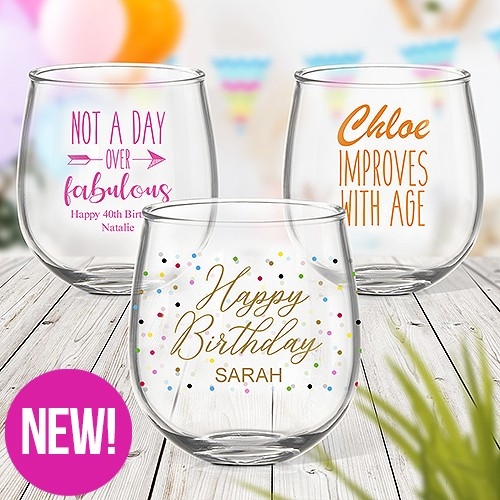 Coloured Stemless Wine Glasses