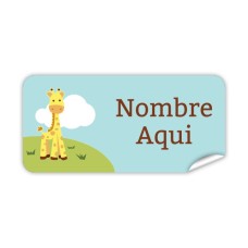 Etiqueta Rectangular Linda Jirafa