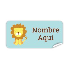 Etiqueta Rectangular de Simpático León