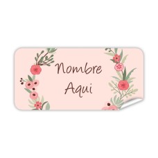 Etiqueta Rectangular Corona de Flores