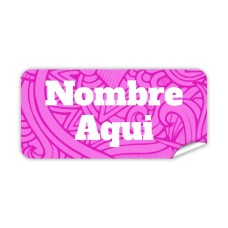 Etiqueta Rectangular Rosa Azteca