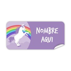 Etiqueta Rectangular Unicornio Morado