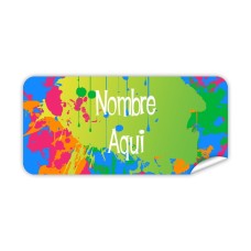 Etiqueta Rectangular Salpicaduras de Arcoíris