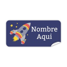 Etiqueta Rectangular Cohete