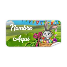 Etiqueta Rectangular Conejo de Pascua