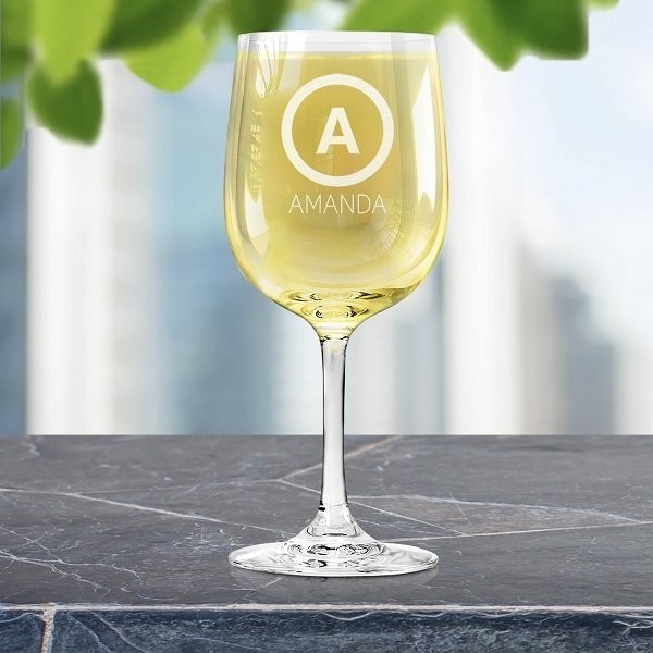 Initial Engraved Wine Glass