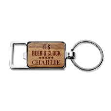Beer O'Clock Rectangle Metal Keyring
