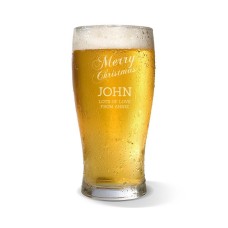 Merry Christmas Engraved Standard Beer Glass