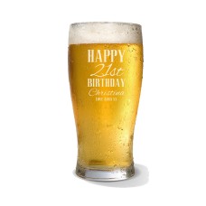 Classic Happy Birthday Engraved Standard Beer Glass