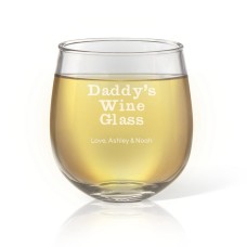 Daddy's Engraved Stemless Wine Glass