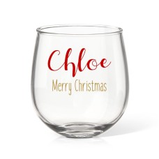Festive Christmas Stemless Wine Glass