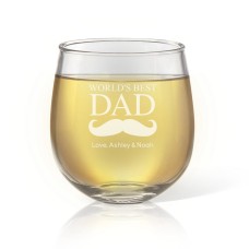 Moustache Engraved Stemless Wine Glass