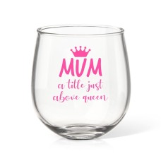 Mum Crown Stemless Wine Glass