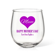 Mum in Heart Stemless Wine Glass
