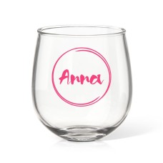 Name in Circle Stemless Wine Glass