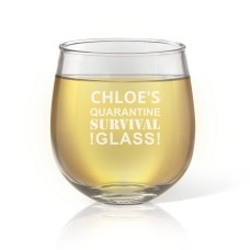 Quarantine Engraved Stemless Wine Glass