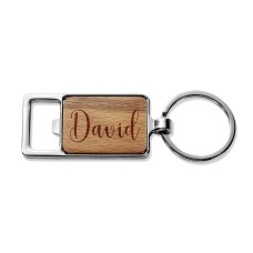 Stylish Name Rectangle Metal Keyring