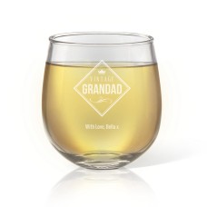 Vintage Engraved Stemless Wine Glass