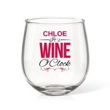 Wine O'Clock Stemless Wine Glass