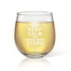 Keep Calm Engraved Stemless Wine Glass
