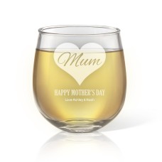 Mum In Heart Engraved Stemless Wine Glass