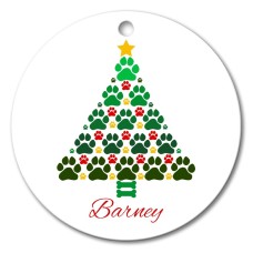 Paw Tree Round Porcelain Ornament