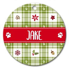 Tartan Round Porcelain Ornament