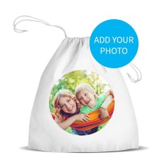 Photo White Drawstring Bag