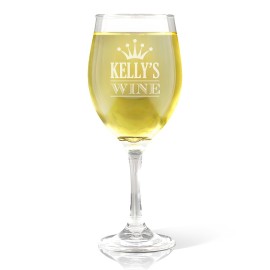 Crown Design Engraved Wine Glass