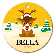 Yellow Snow Round Porcelain Ornament