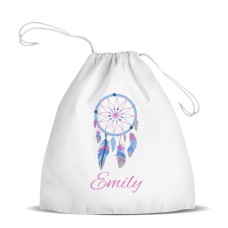 Dream Catcher White Drawstring Bag