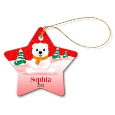 Red Snow Star Porcelain Ornament
