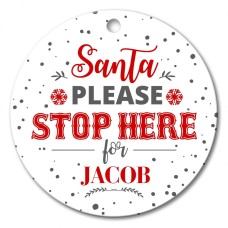 Santa Stop Round Porcelain Ornament