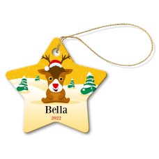 Yellow Snow Star Porcelain Ornament