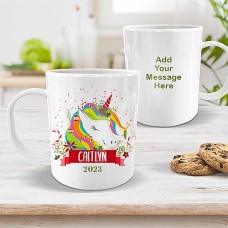 Colourful Unicorn White Plastic Mug
