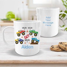 Monster Truck White Plastic Mug