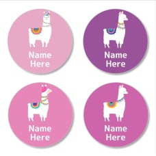 Llama Round Name Label