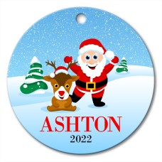 Blue Snow Round Porcelain Ornament