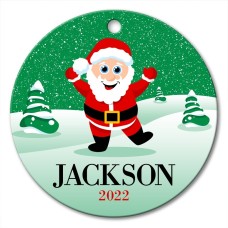 Green Snow Round Porcelain Ornament