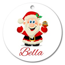 Jolly Santa Christmas Round Porcelain Ornament