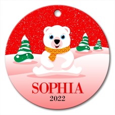 Red Snow Round Porcelain Ornament