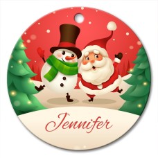 Santa Classic Christmas Round Porcelain Ornament