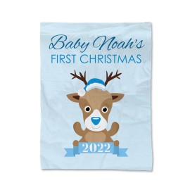 Blue First Christmas Blanket