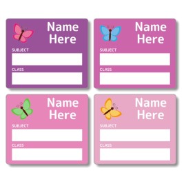 Butterfly School Book Label