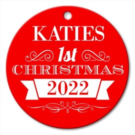 1st Christmas Round Porcelain Ornament