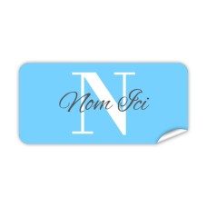 Étiquette Nominative Rectangulaire Monogramme Bleu