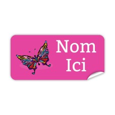 Étiquette Nominative Rectangulaire Papillon