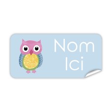 Étiquette Nominative Rectangulaire Hibou Coloré