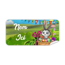 Étiquette Nominative Rectangulaire Lapin De Pâques