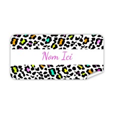 Étiquette Nominative Rectangulaire Arc-En-Ciel Léopard